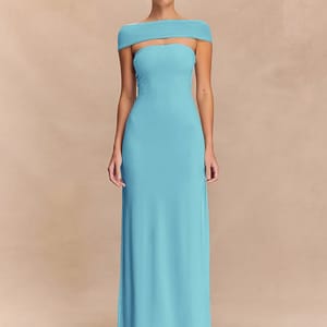 Off-Shoulder High Slit Maxi Dress with Hollow-Out Detail