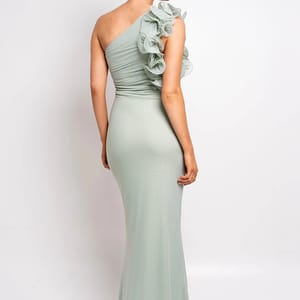 One-Shoulder Ruffle Maxi Dress with Hollow-Out Ruched Detail Julissa Mo - Women's Maxi Dresses 2