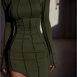 Chic Patchwork O-Neck Long Sleeve Mini Party Dress