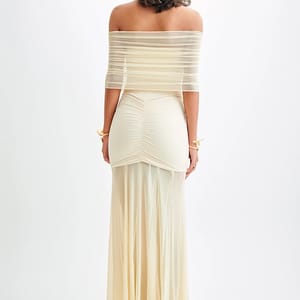 Elegant Off Shoulder Ruched Backless Maxi Party Dress