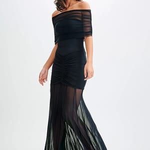 Elegant Off Shoulder Ruched Backless Maxi Party Dress