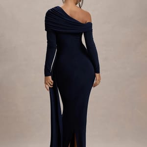 Elegant One Shoulder Long Sleeve Bodycon Evening Dress
