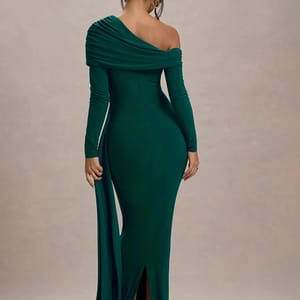 Elegant One Shoulder Long Sleeve Bodycon Evening Dress