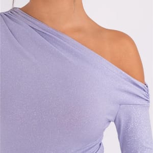Elegant One-Shoulder Sparkle Maxi Party Dress with Ruched Detail Mozision - Women's Party Dresses 2