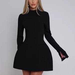 Chic Long Sleeve Backless Mini Dress for Evening Parties