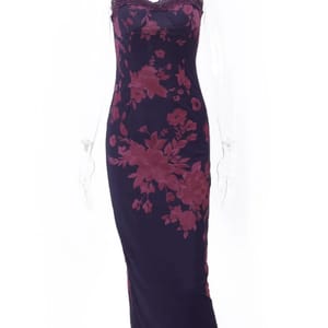 Printed Fishtail Maxi Dress with Spaghetti Straps and Ruched Detail Mozision - Women's Maxi Dresses 4