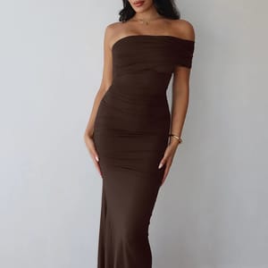 Elegant One-Shoulder Maxi Dress with Side Split Detail