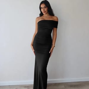 Elegant One-Shoulder Maxi Dress with Side Split Detail