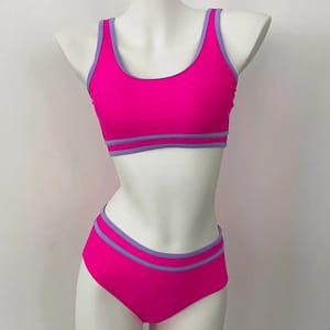 Stylish Patchwork Bikini Set with High Waist Sporty Fit