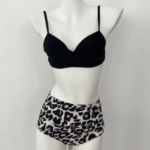 High Waist Bikini Set with Adjustable Fit and Leopard Print