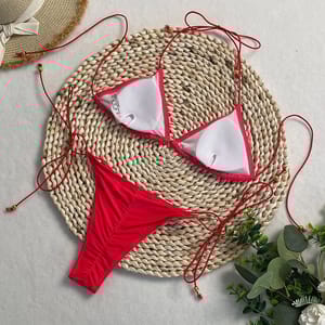 Lace-Up Halter Bikini Set with Adjustable Rope Detailing