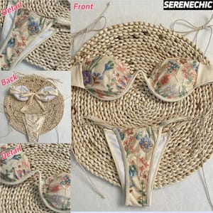 High Cut Push-Up Bikini Set with Embroidered Floral Design High Cut Push-Up Bikini Set with Embroidered Floral Design