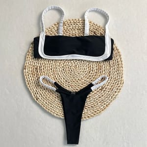 Patchwork Brazilian Bikini Set with High Cut Micro Bottoms