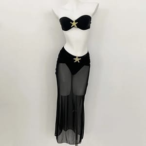 Strapless Bikini Set with Sheer Skirt Cover-Up Included
