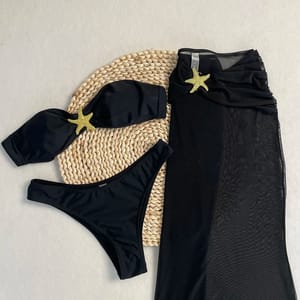 Strapless Bikini Set with Sheer Skirt Cover-Up Included