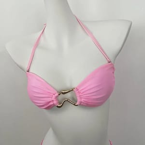 Adjustable Thong Bikini Set with Halter Neck and Ring Detail