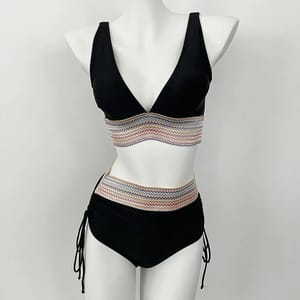 High Waist Bikini Set with Brazilian Bottoms and String Neck
