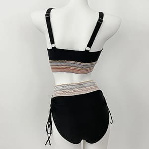 High Waist Bikini Set with Brazilian Bottoms and String Neck