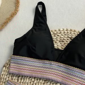 High Waist Bikini Set with Brazilian Bottoms and String Neck