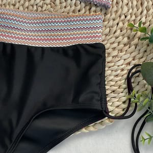 High Waist Bikini Set with Brazilian Bottoms and String Neck