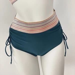 Rainbow Strap High Waist Bikini Set with Deep V Neck