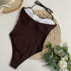High Waist One-Piece Swimsuit with Brazilian Bottom Cut