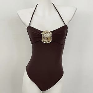 High Waist One-Piece Swimsuit with Brazilian Bottom Cut