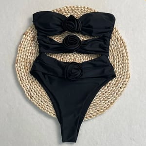Floral Bandeau One-Piece Swimsuit with High Waist Fit
