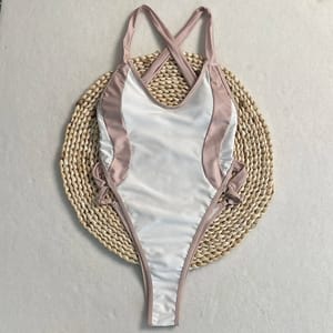 Patchwork One-Piece Swimsuit with Adjustable Straps and High Waist