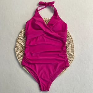 Patchwork Halter One-Piece Swimsuit with High Waist Design Patchwork Halter One-Piece Swimsuit with High Waist Design