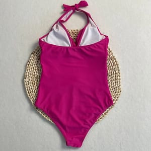 Patchwork Halter One-Piece Swimsuit with High Waist Design Patchwork Halter One-Piece Swimsuit with High Waist Design