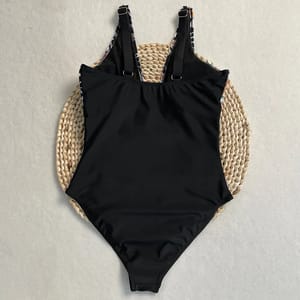 Deep V-Neck One-Piece Swimsuit with Mesh and High Waist