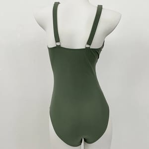 Deep V-Neck One-Piece Swimsuit with Mesh and High Waist