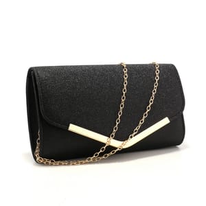 Glitter Envelope Clutch with Sequins and Chain for Parties
