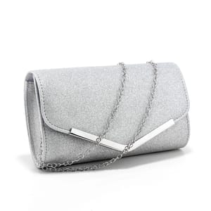 Glitter Envelope Clutch with Sequins and Chain for Parties