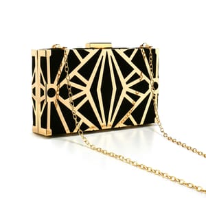 Hollow Out Glitter Clutch with Chain Strap for Evening Events