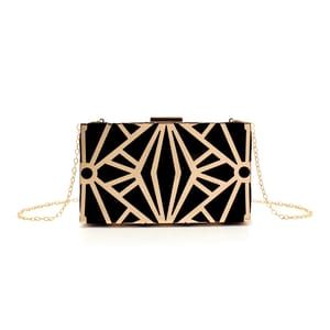 Hollow Out Glitter Clutch with Chain Strap for Evening Events