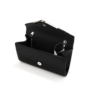 Silver Glitter Envelope Clutch with V Design and Chain Strap Sekusa - Women's Clutch Bags 4