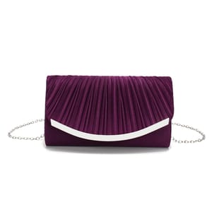 Ruched Satin Envelope Clutch with Chain for Evening Events