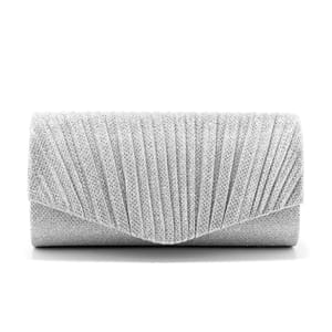 Ruched Glitter Envelope Clutch with Chain for Evening Parties