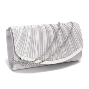 Ruched Satin Envelope Clutch with Chain for Weddings & Parties