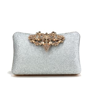 Glitter Diamond Evening Clutch with Metal Chain for Parties