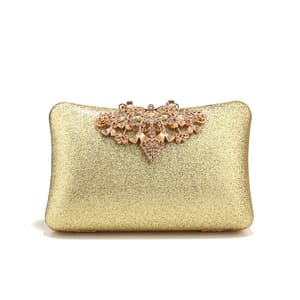 Glitter Diamond Evening Clutch with Metal Chain for Parties