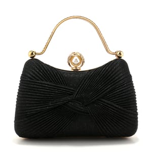 Elegant Ruched Satin Clutch with Bow Handle for Events & Weddings