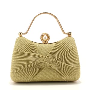 Elegant Ruched Satin Clutch with Bow Handle for Events & Weddings