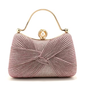 Elegant Ruched Satin Clutch with Bow Handle for Events & Weddings