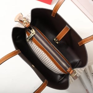 Versatile Large Leather Tote Bag with Letter Print Design
