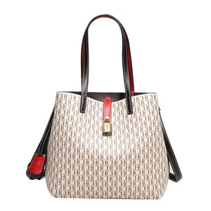 Versatile Large Leather Tote Bag with Letter Print Design