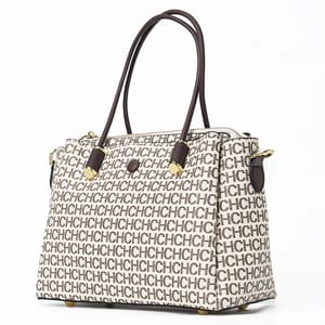 Monogram Fashion Tote Bag with Metal Detail and Capacity