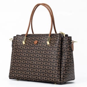 Monogram Fashion Tote Bag with Metal Detail and Capacity